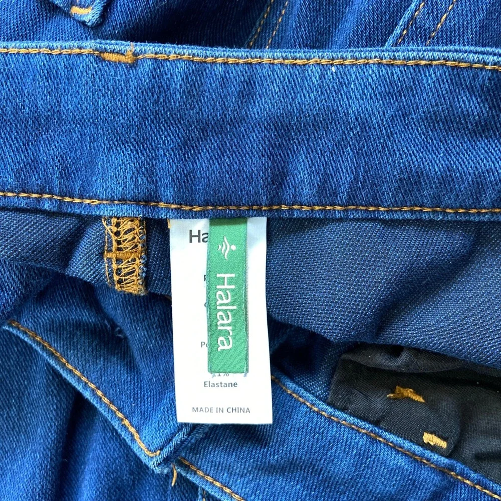 Halara High Waisted Flare Blue Stretch Denim Jeans Pants Womens Large Petite